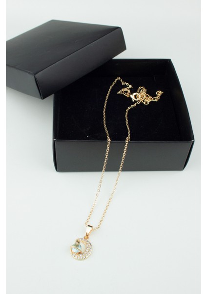 Zirkon Taşlı Hilal Figür Ince Zincir Kolye indirimleri