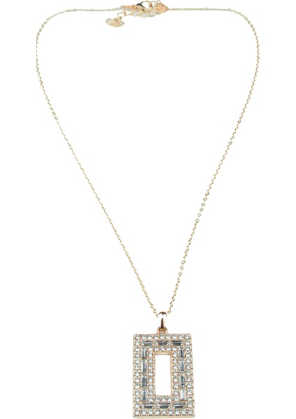 Zirkon Taşlı Dikdörtgen Uçlu Gold Ince Zincir Kolye indirimleri