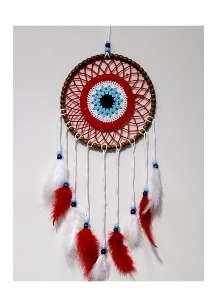 Nazar Boncuğu Motifli Düş Kapanı El Yapımı Kırmızı Duvar Süsü modelleri