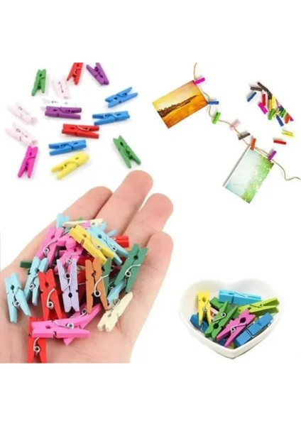 100'LÜ Renkli Ahşap Mandal Seti (2.5 Cm) modelleri