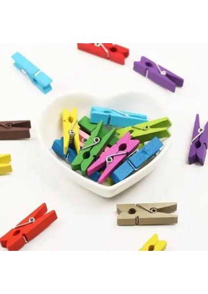 100'LÜ Renkli Ahşap Mandal Seti (2.5 Cm) fırsatları