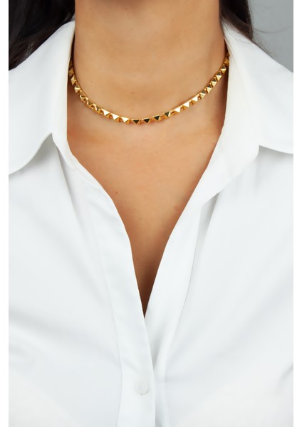 Piramit Şeklinde Zincir Gold Kadın Kolye