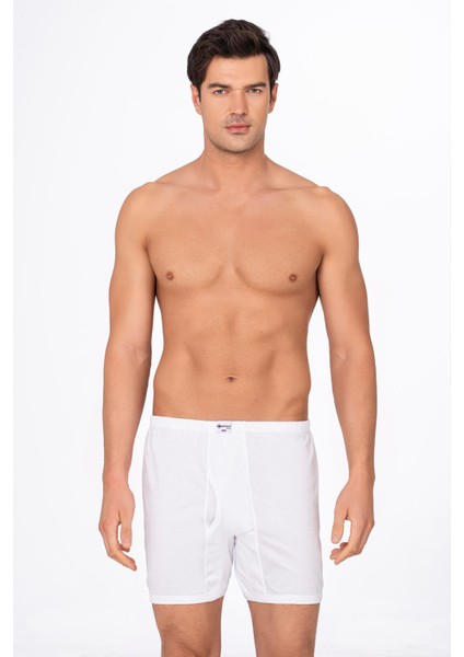 Erkek Pamuklu Penye Paçalı Boxer 3'lü Paket – Rahat & Dayanıklı | Beyaz K0043 fırsatları