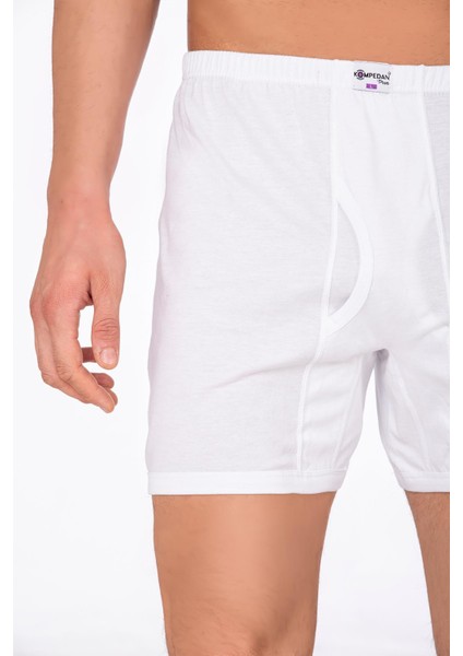 Erkek Pamuklu Penye Paçalı Boxer 3'lü Paket – Rahat & Dayanıklı | Beyaz K0043