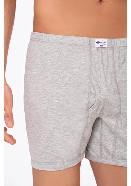 Erkek Pamuklu Penye Paçalı Boxer 3'lü Paket – Rahat & Dayanıklı | Gri Melanj K0043