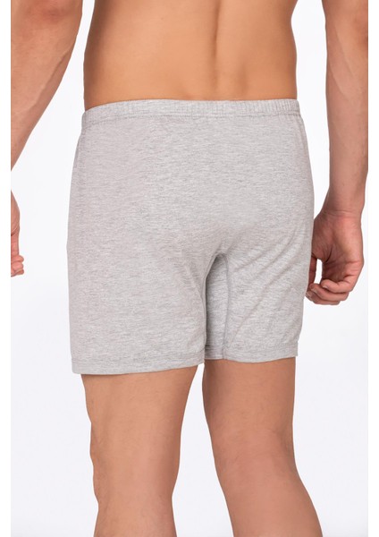 Erkek Pamuklu Penye Paçalı Boxer 3'lü Paket – Rahat & Dayanıklı | Gri Melanj K0043