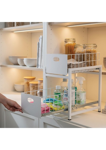 Beyaz 2 Çekmeceli Organizer Sepet – 25X42 Cm, Raylı Sistem, Çok Amaçlı Kullanım indirimleri