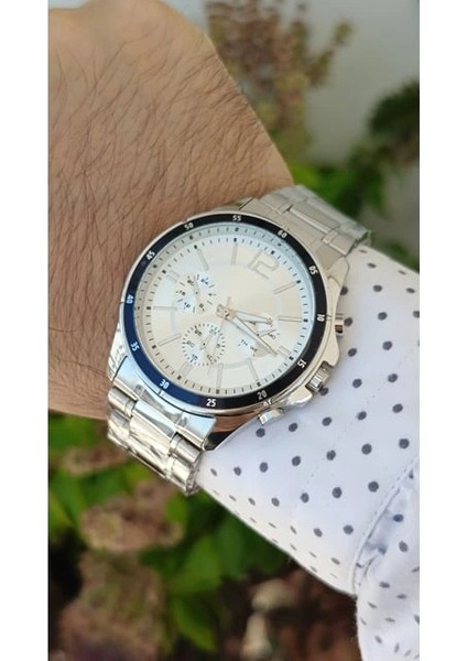 Gümüş Çelik Kordon Erkek Kol Saati Takvimli Beyaz Kadran Özel Kutusunda fiyatları