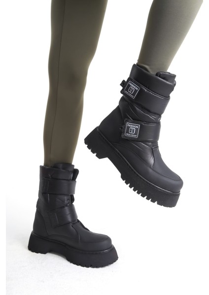 Lumı Cırt Cırtlı Suya ve Soğuğa Dayanıklı Paraşüt Kumaş Cilt Kadın Bot St Siyah fırsatları