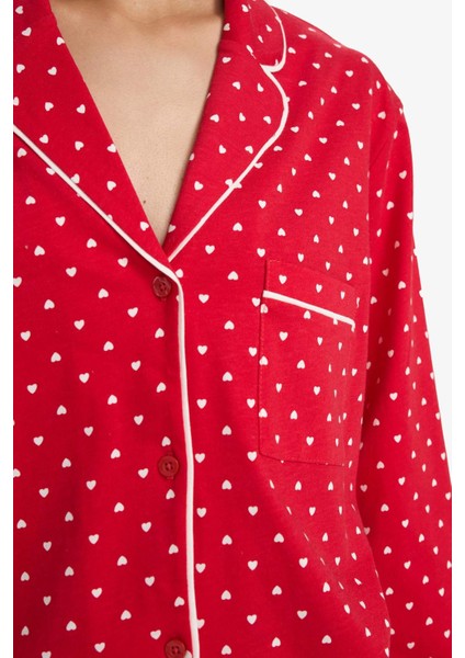 Pijama Takımı Regular Fit Puantiyeli Uzun Kollu Üst Uzun Alt-Fall in Love D2281AX25WN fırsatları