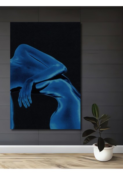 Mavi Yağlı Boya Görünümlü Insan Vücudu Ahşap Dekoratif Tablo Dikdörtgen Tablo