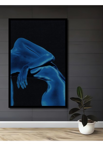 Mavi Yağlı Boya Görünümlü Insan Vücudu Ahşap Dekoratif Tablo Dikdörtgen Tablo fiyatları