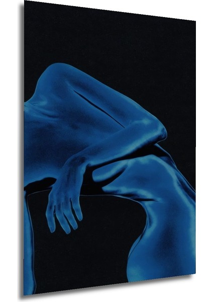 Mavi Yağlı Boya Görünümlü Insan Vücudu Ahşap Dekoratif Tablo Dikdörtgen Tablo fırsatları