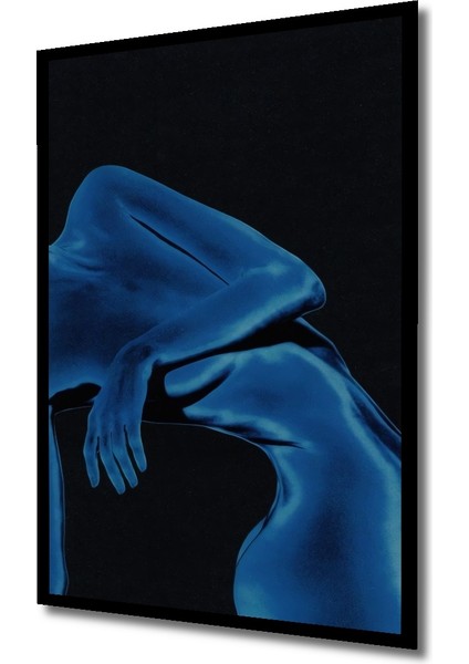 Mavi Yağlı Boya Görünümlü Insan Vücudu Ahşap Dekoratif Tablo Dikdörtgen Tablo indirimleri