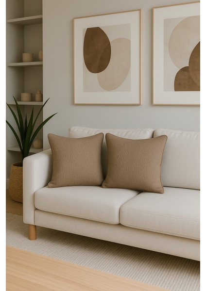 Parlak Krem Kırlent Kılıfı Dekoratif Bohem Soft Koltuk Sırt Yastık Hediyelik Yılbaşı 45X45