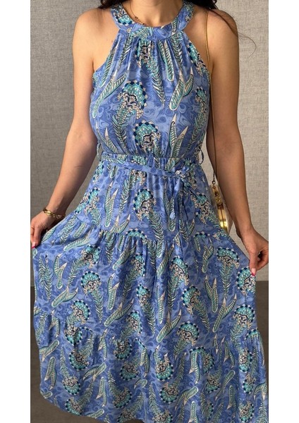 Kadın Omuzlardan Açık Boyundan Geçmeli Desenli Süprem Bluz fiyatları