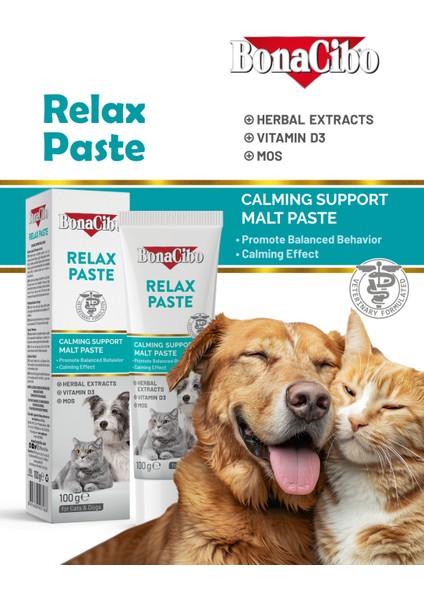 Relax Paste Yetişkin Kedi ve Köpekler Için Sakinleştirici Malt Macun - 100 ml