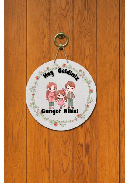 Kapı Süsü Hoş Geldiniz Güngör Ailesi Ahşap Baskı Kişiye Özel Tasarım fiyatları