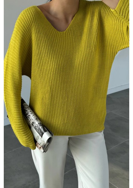 V Yaka Salaş Triko Bluz (S,m,l,xl Uyumludur) P-00018225