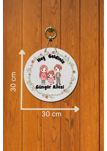 Kapı Süsü Hoş Geldiniz Güngör Ailesi Ahşap Baskı Kişiye Özel Tasarım fırsatları