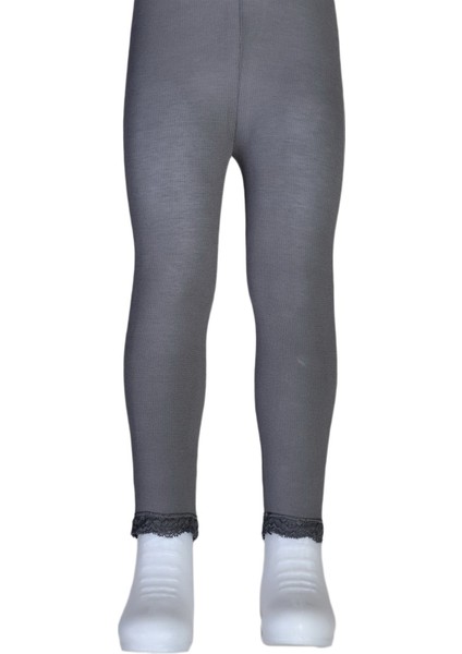 Bileği Dantelli Cotton Çocuk Tayt