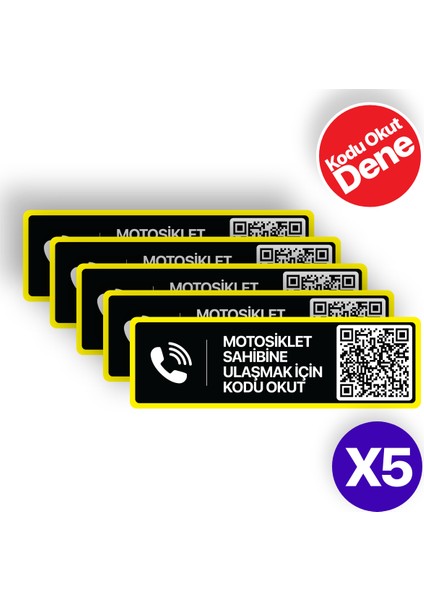 5'li Paket - Motosiklet Numaratörü - Numarasız Numaratör - Qr Kodlu Numaratör (Yatay Etiket)