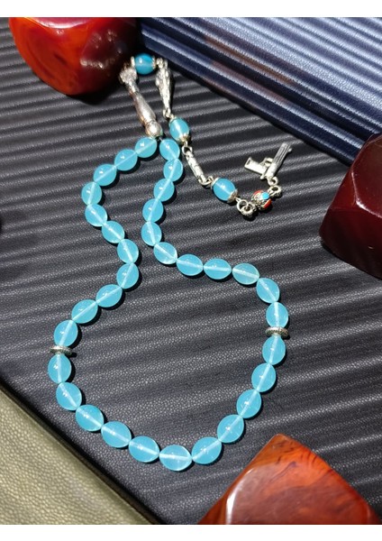 Toz Kehribar Tesbih Turkuaz Renk