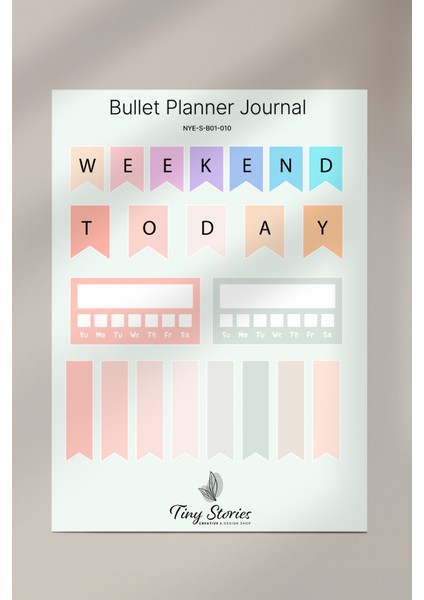 Bullet Journal Sticker Seti - 6 Sayfa / Ajanda, Scrapbook, Journal fiyatları