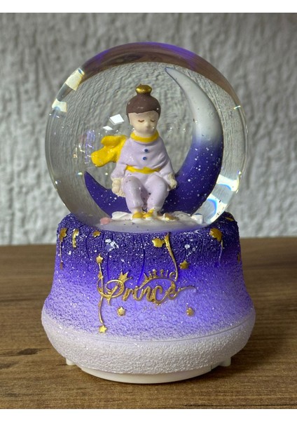Küçük Prens ve Ay Temalı Işıklı Müzikli Pilli Orta Boy Kar Küresi Dekoratif Hediyelik Eşya Müzik Kutusu fiyatları