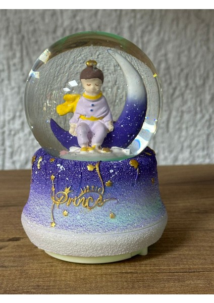Küçük Prens ve Ay Temalı Işıklı Müzikli Pilli Orta Boy Kar Küresi Dekoratif Hediyelik Eşya Müzik Kutusu modelleri
