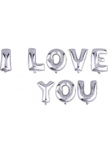 Parti Aksesuar I Love You Folyo Balon Gümüş Renk 35 CM