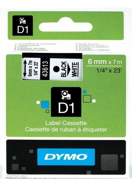 43613 Muadil Beyaz-Siyah D1 Yedek Şerit 6mm x 7m
