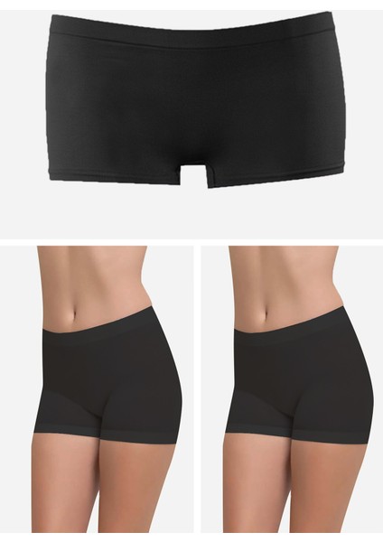 Siyah Dikişsiz 3lü Ağlı Şort Külot