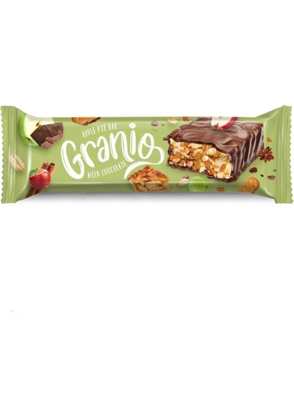 Granıo Sütlü Çikolata Kaplamalı Elmalı Tarçınlı Meyveli Bar 40 gr x 24 Adet