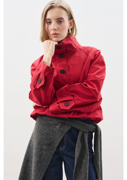 Trenç Tarz Bomber Ceket Kırmızı fiyatları
