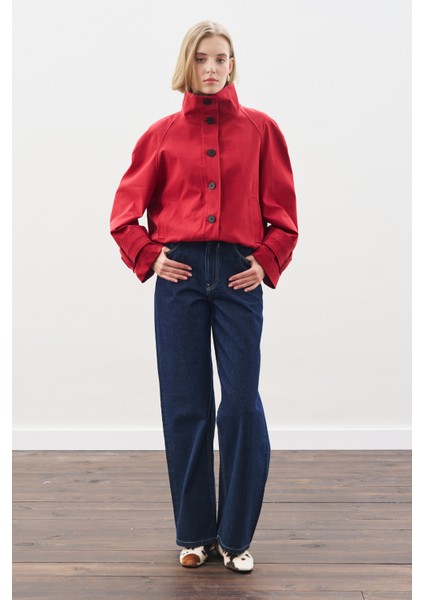 Trenç Tarz Bomber Ceket Kırmızı indirimleri