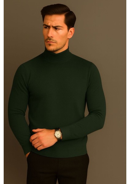 Erkek Yarım Balıkçı Yaka Triko Kazak