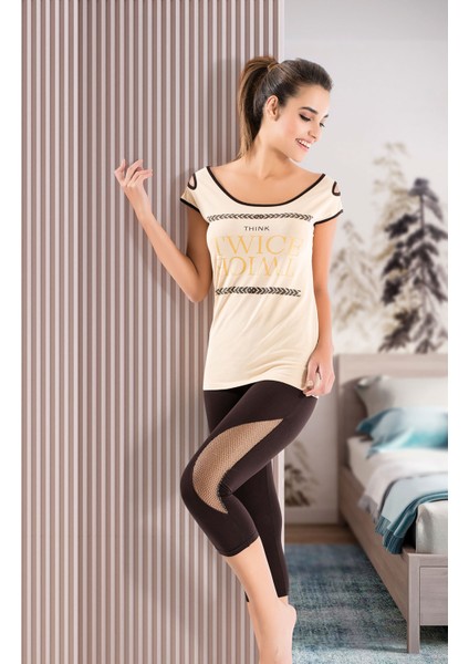 Derya Kurşun Geniş Yaka Kadın Kapri Takım 1502