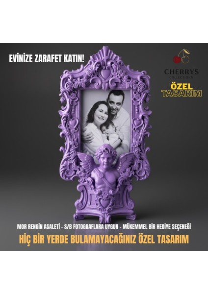 Barok Tarzı Mor Melekli Dekoratif Çerçeve | Cherrys Collectionn fiyatları