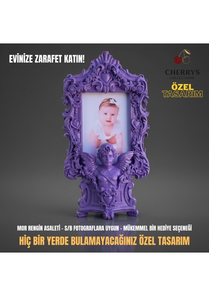Barok Tarzı Mor Melekli Dekoratif Çerçeve | Cherrys Collectionn modelleri