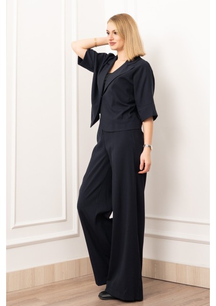 Vera Viskon Premium Takım – Kısa Kol Ceket & Lastikli Pantolon 1269