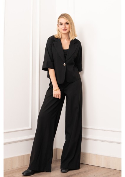 Vera Viskon Premium Takım – Kısa Kol Ceket & Lastikli Pantolon 1269 modelleri