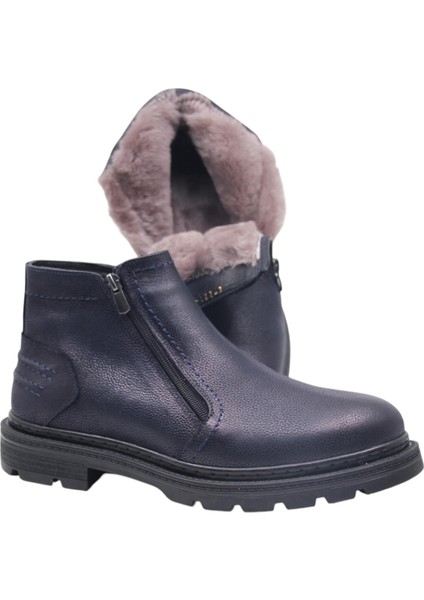 Erkek Koyu Laci Bağcıksız-Fermuarlı Hakiki Deri-Kürklü Kışlık Bot indirimleri