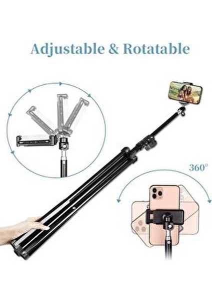 Bluetoot Kumandalı Tripod 2.1 mt 360 Döner Başlıklı Telefon Tutucu Ring Light Stüdyo Lamba Ayağı indirimleri