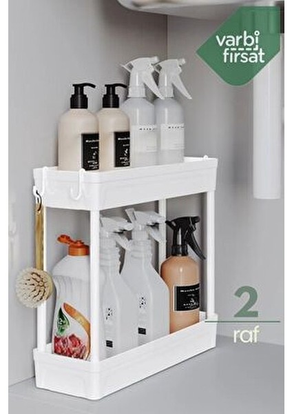 Çok Amaçlı 2 Katlı Evye Tezgah Altı Düzenleyicisi Askılı Banyo Düzenleyici Kaydırmaz Tabanlı fiyatları