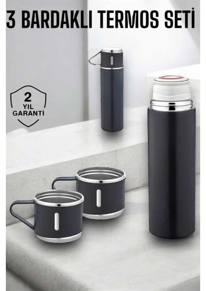 Paslanmaz Çelik 3’lü Termos Seti Vakumlu ve 8 Saat Isı Koruma fiyatları