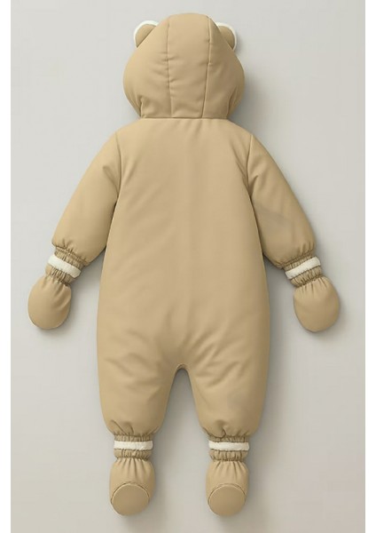 Sevimli Bear Soft Kumaş Içi Kürklü-Kapüşonlu-Cepli-Su Itici Bebek-Çocuk Astronot-Kozmonot Tulum modelleri