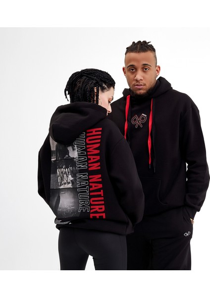 Human Nature Siyah Regular Fit Kapüşonlu Hoodie Sweatshirt