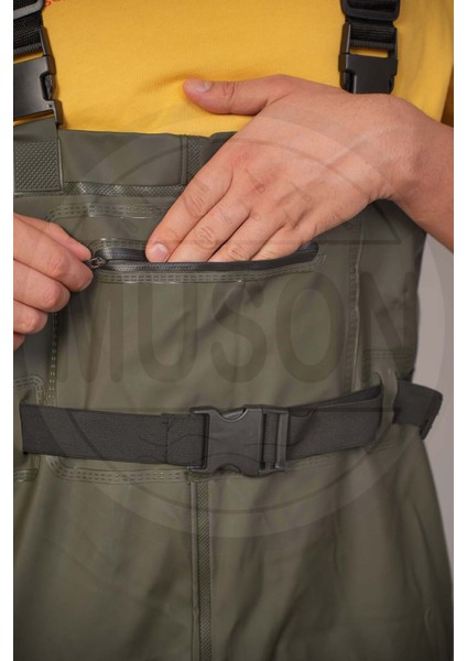 Diz Koruma, Gizli Cep & Su Geçirmez Bel Kemeri ile Çizme Entegreli Su Geçirmez Tulum