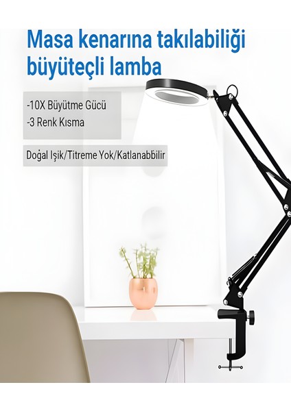 Katlanabilir LED Masa Lambası | 3 Renk Modlu, Ayarlanabilir, Büyüteçli Güzellik ve Bakım Işığı modelleri